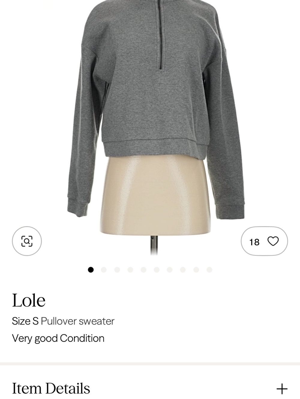 Lole Charcoal Half-Zip Cropped Pullover